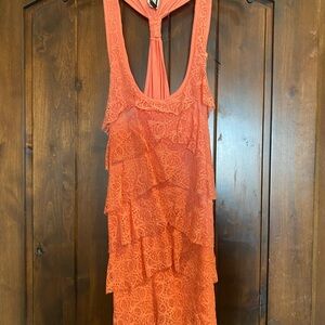Salmon colored Tiered top